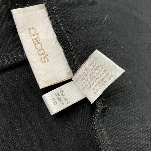 Chico's | Black Straight Leg Casual Pants Rayon Blend Chicos 1 Short/ US M SHORT - Picture 4 of 5